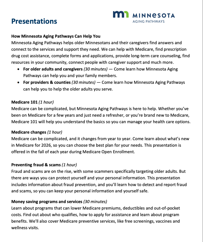 Minnesota Presentations
