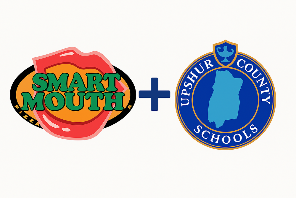 Smart Mouth Pizza Logo and Upshur County Schools Logo