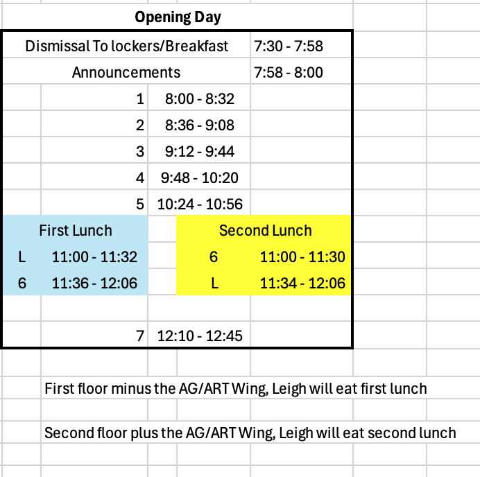 schedule