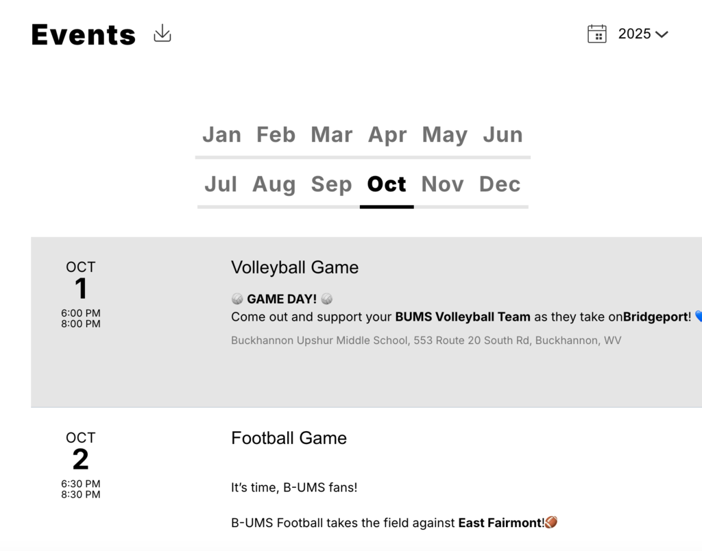 Calendar Info