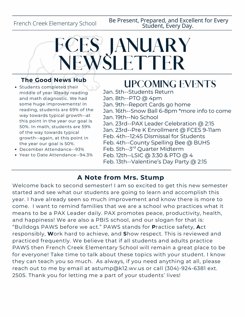 FCES January Newsletter