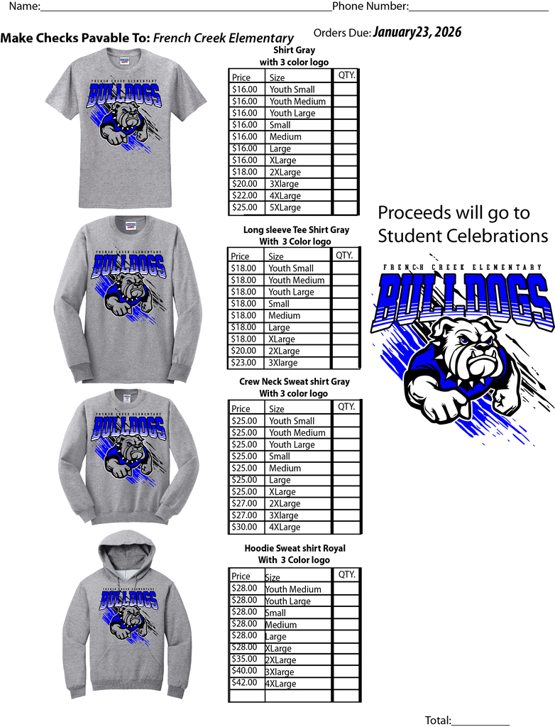 Make checks payable to: French Creek Elementary 