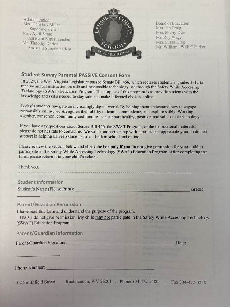 student survey parental passive consent form 