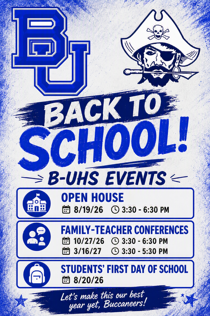 Open House 8/19/26 3:30 - 6:30 PM, Family-Teacher Conferences 10/27/26 3:30 - 6:30 PM and 3/16/27 3:30 - 5:30 PM. Students first day of school 8/20/26.