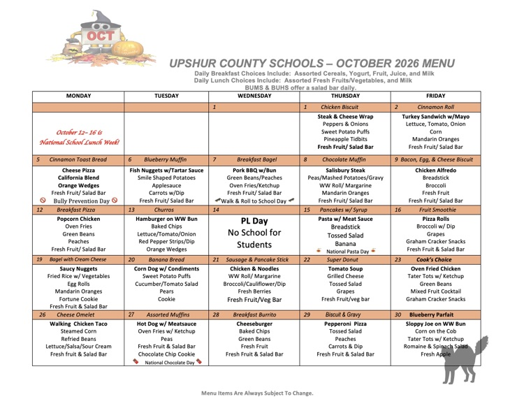 October Menu