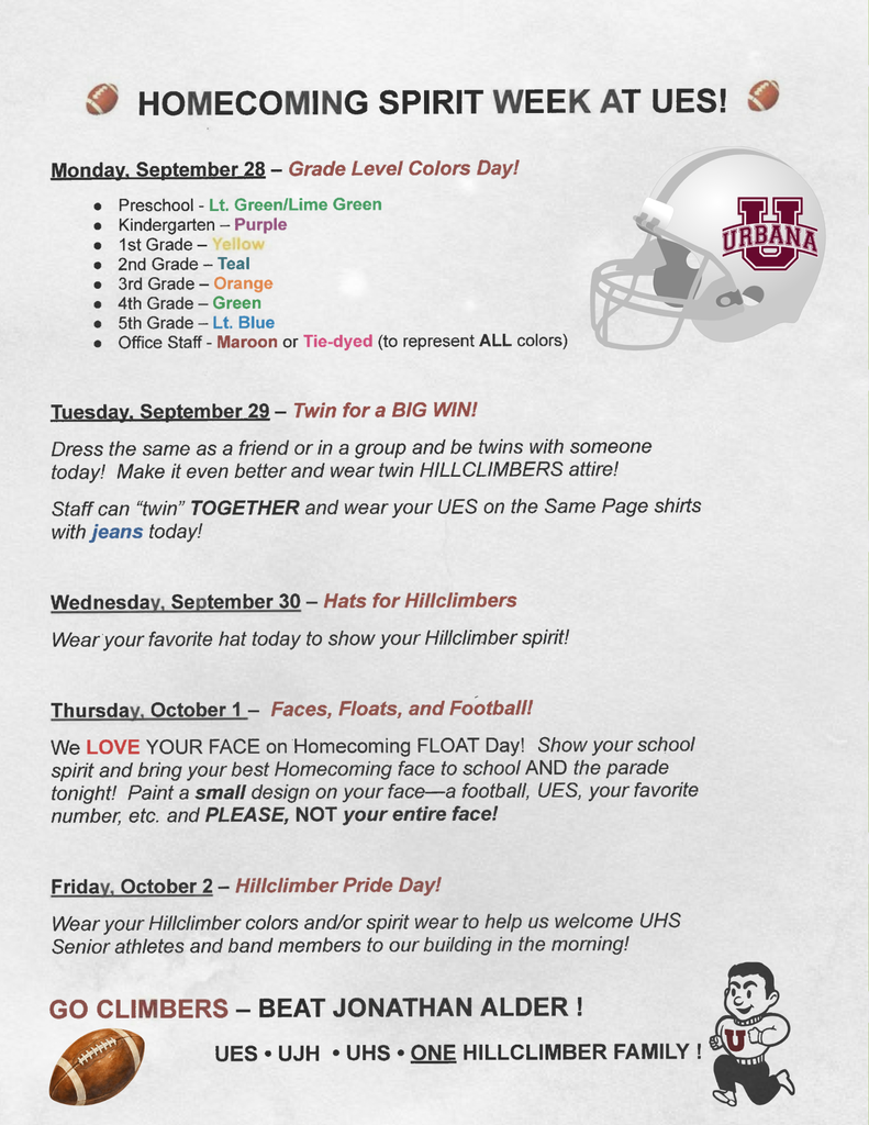 UES Homecoming Spirit Week!