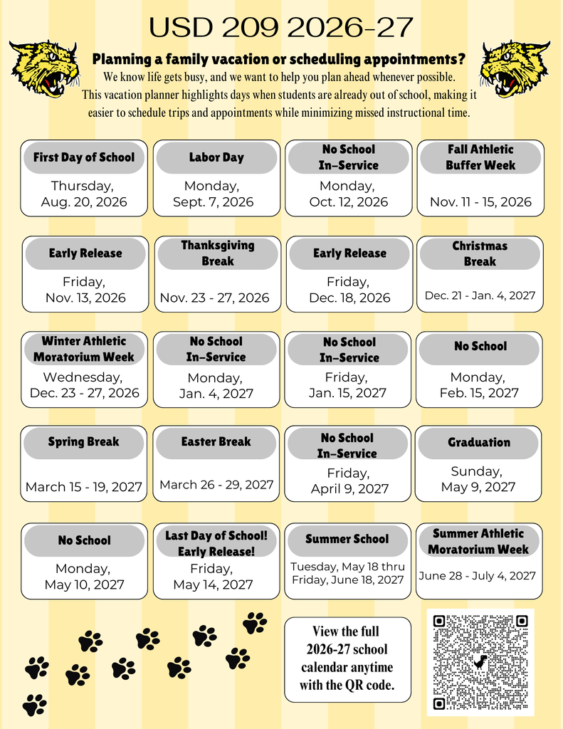 Planning a family vacation or scheduling appointments? We know life gets busy, and we want to help you plan ahead whenever possible. This vacation planner highlights days when students are already out of school, making it easier to schedule trips and appointments while minimizing missed instructional time.