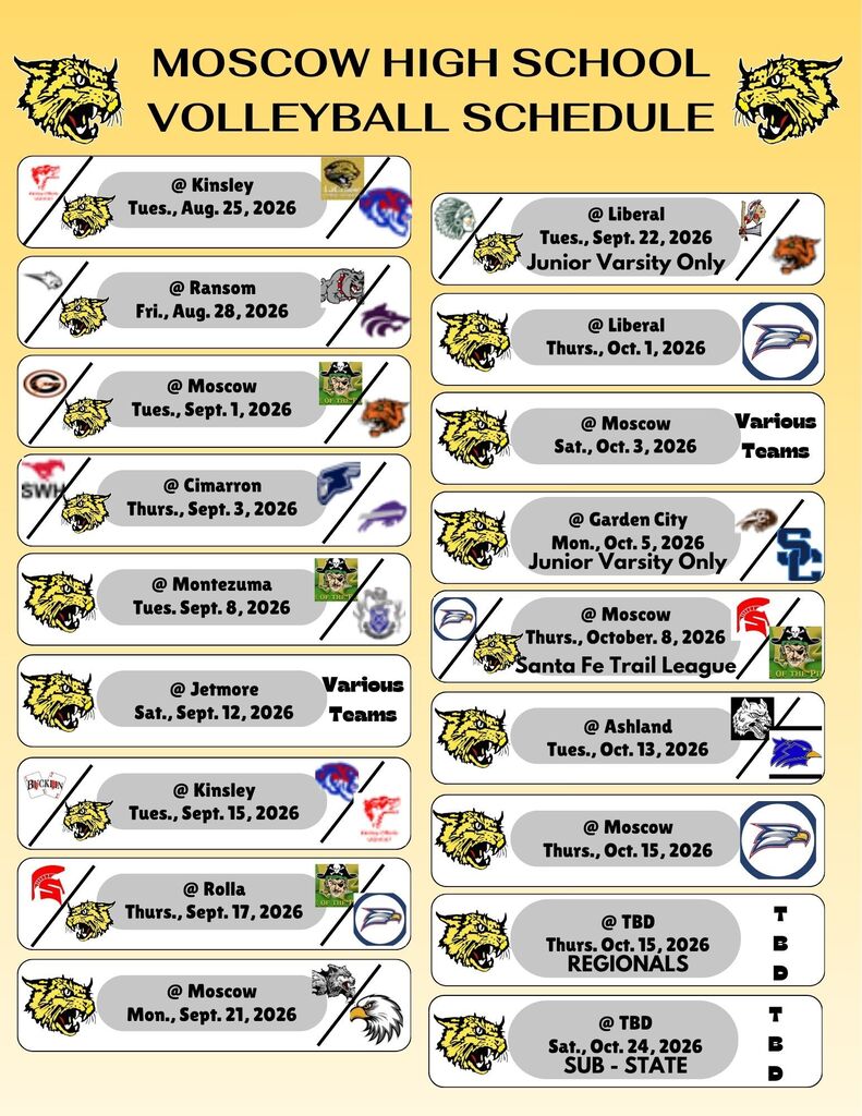 Moscow High School Volleyball schedule.