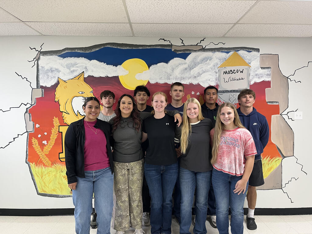 Football Homecoming Court for Moscow High School includes front row: Dayami Gonzalez, senior; Any Espinoza Calderon, senior; LeAnn Teeter, senior; Kaysen DeVaughan, senior and Taeleigh Isenberg, senior. Back row is Chrisopher Dahle, senior; Steven Leija, junior; Porter Snook, senior; Fabian Granados, junior and Braylon Johnson, senior. The coronation will happen at 5:30pm prior to kick-off of the Moscow Wildcats vs. Deerfield Spartans at 6pm. The homecoming theme is Monsters Inc. and the theme for the football game is Black and Gold! Hope to see you there.