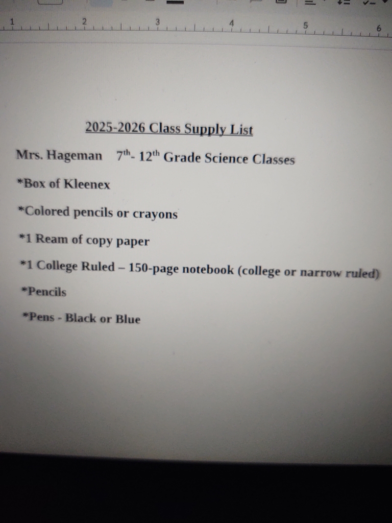 Mrs. Hagemans Supply List 2025-2026