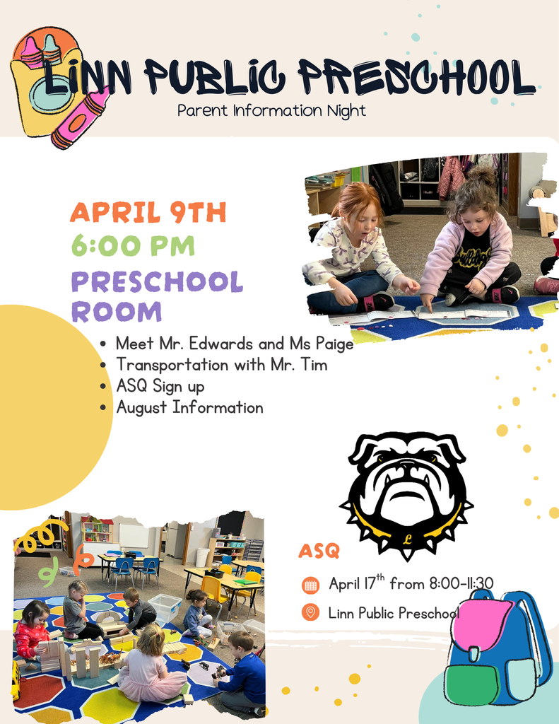 Preschool Parent Night is tonight at 6:00 in the preschool building