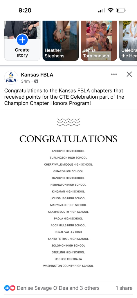 FBLA CHAMPION CHAPTER CTE Celebration  Award