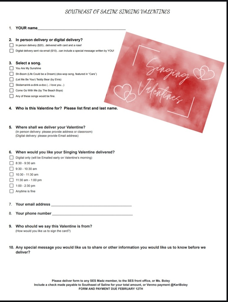 Print and complete form and make checks payable to SES.