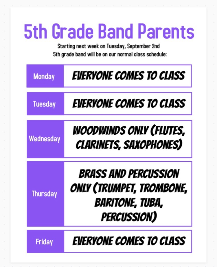 5th band schedule