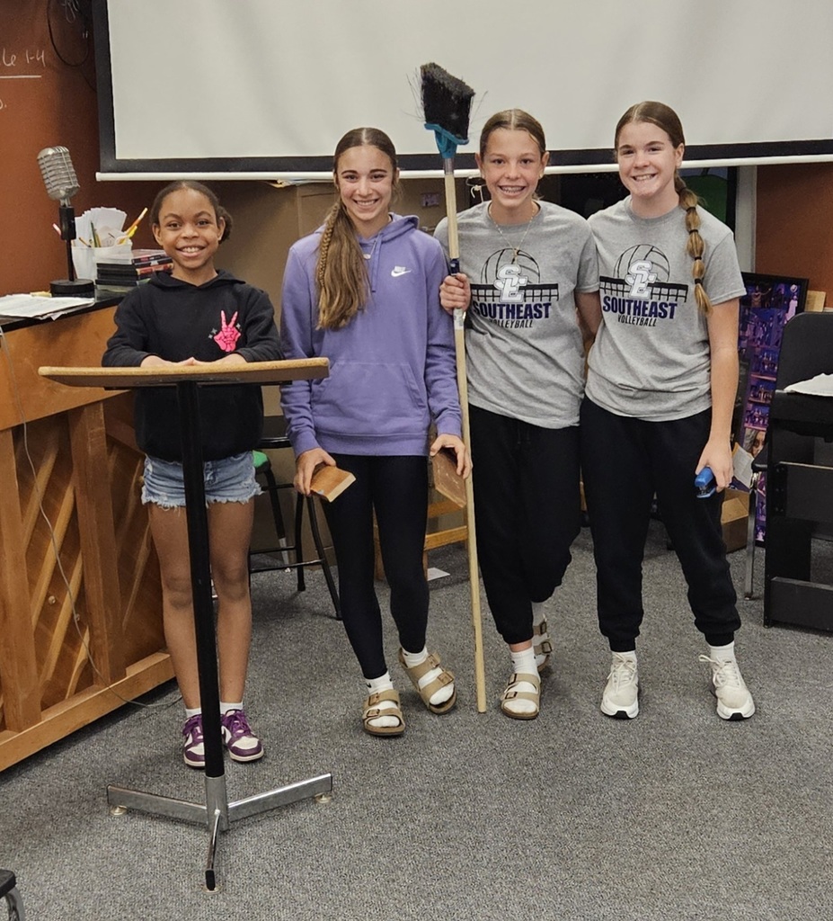 podium, wood blocks, broom, and stapler