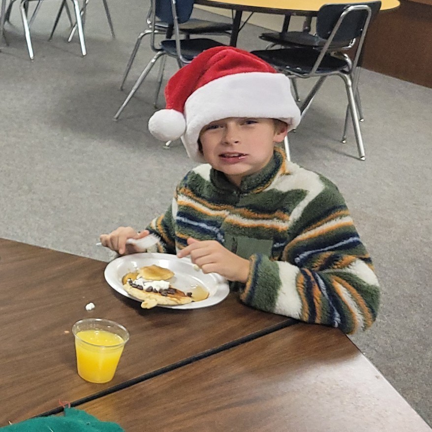 Ames approves of the pancakes!