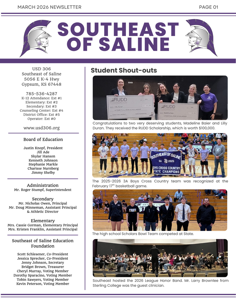 March 2026 Newsletter page 1