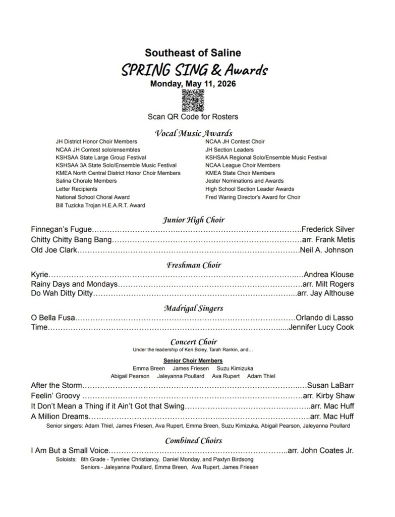 Spring Sing And Awards 