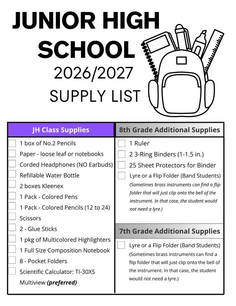 Junior High Supplies