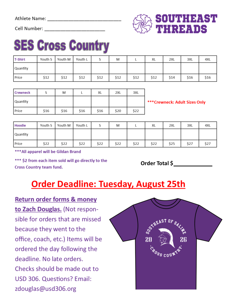 Cross Country Order Form