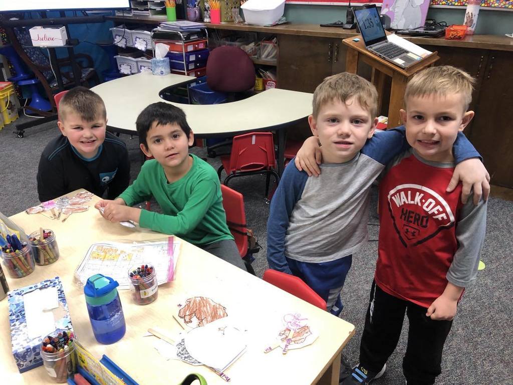 Oh what fun Mrs. McBride's kindergarten kiddos had as they used character sticks to retell the beginning, middle, and end of the story The Mitten! It was so enlightening to hear such a vast variety of the vocabulary words from the story as well! What a great group of kids!