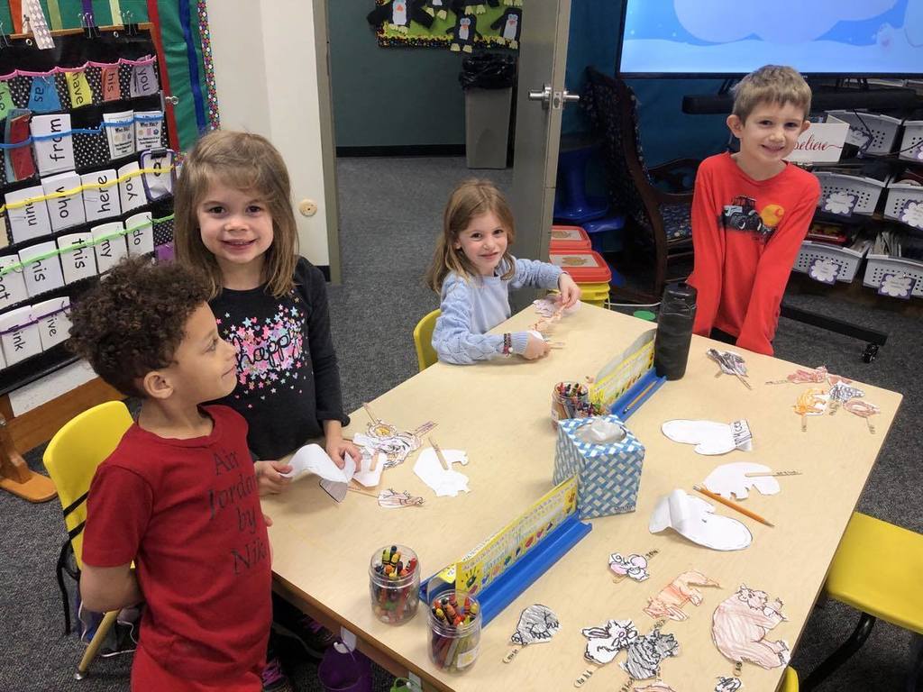 Oh what fun Mrs. McBride's kindergarten kiddos had as they used character sticks to retell the beginning, middle, and end of the story The Mitten! It was so enlightening to hear such a vast variety of the vocabulary words from the story as well! What a great group of kids!
