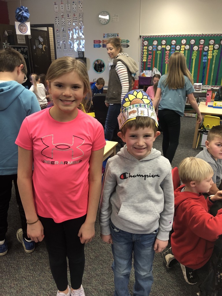 Mrs. Kejr’s 5th grade students helped Mrs. McBride’s kindergarten students learn all about Kansas, and they helped the kindergarten students make hats to help celebrate Kansas Day. Happy Birthday