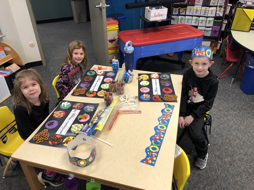 Mrs. McBride’s kindergarten class is 100 days smarter! We celebrated with 100 snacks, writing 100 words, and we counted to 100 a lot of different ways. Happy 100 days of school! 