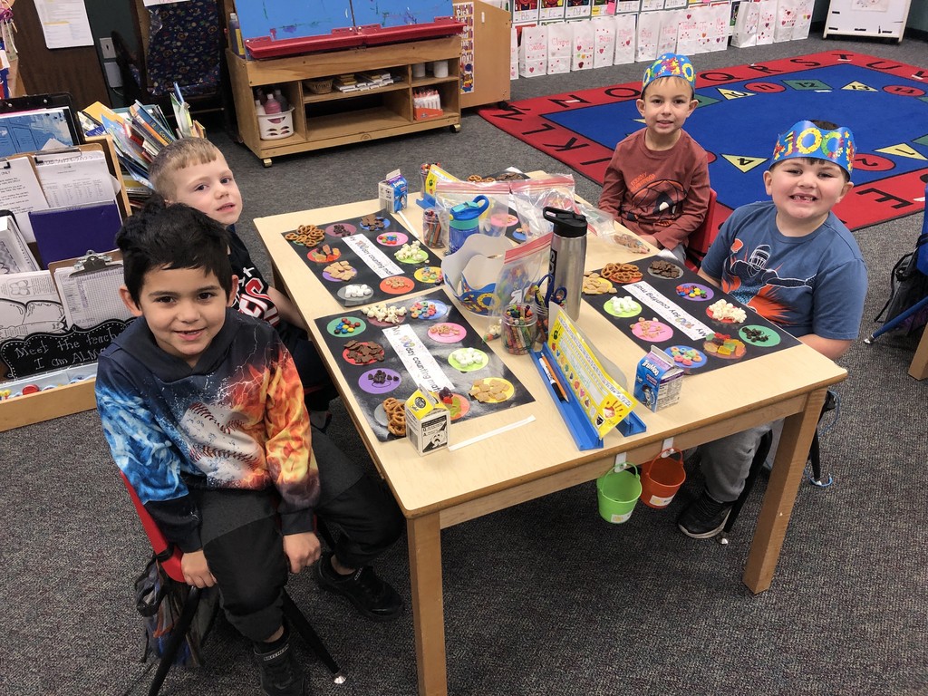 Mrs. McBride’s kindergarten class is 100 days smarter! We celebrated with 100 snacks, writing 100 words, and we counted to 100 a lot of different ways. Happy 100 days of school! 