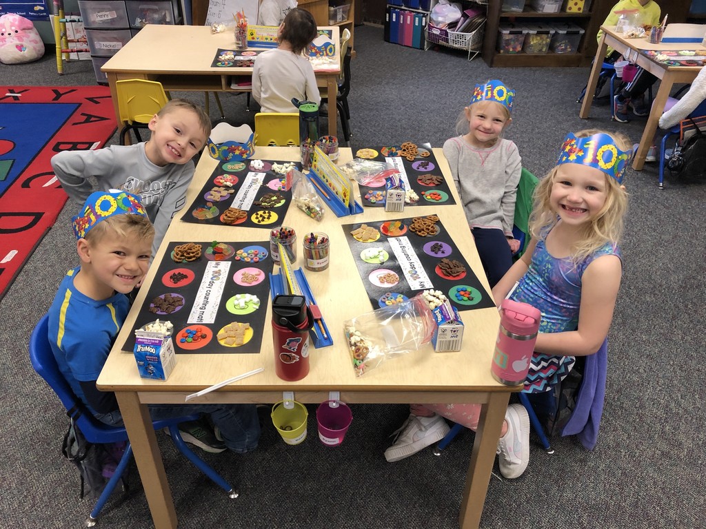 Mrs. McBride’s kindergarten class is 100 days smarter! We celebrated with 100 snacks, writing 100 words, and we counted to 100 a lot of different ways. Happy 100 days of school! 