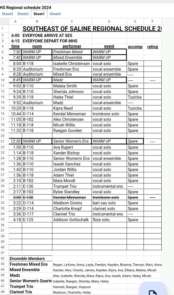 schedule