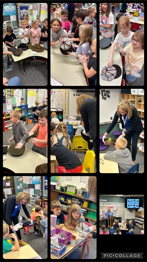 The Eisenhower Center presented a lesson on IKE"S Hats today--it was so cool to hear all about his different jobs!