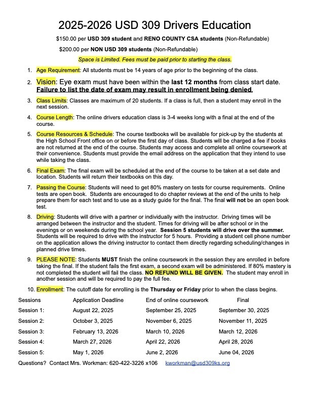Driver's Ed Flyer