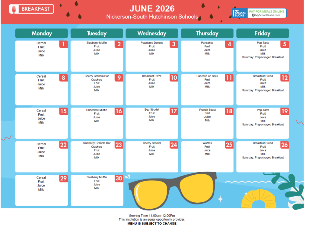 June Breakfast Menu