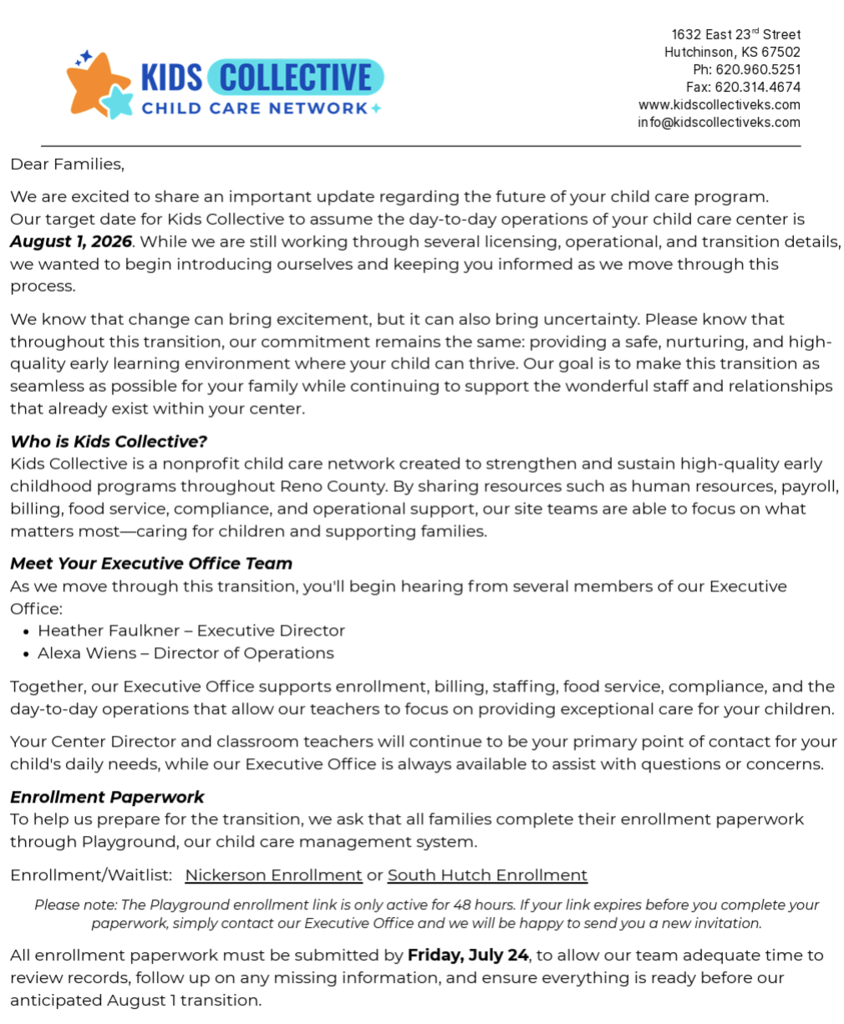 Parent Welcome Letter