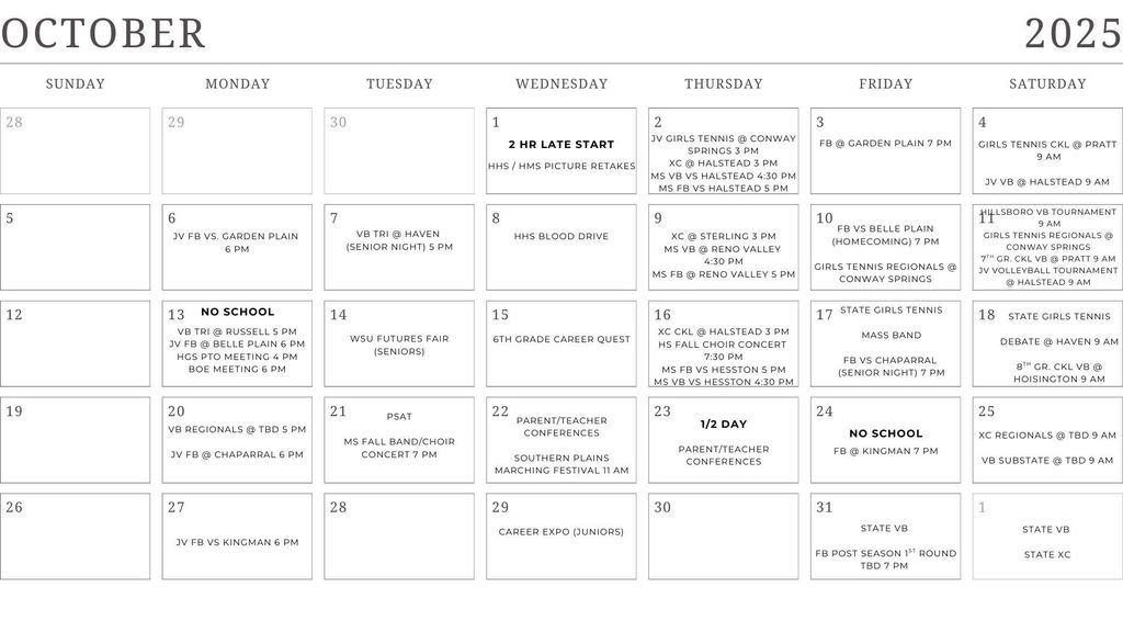 October 2025 Calendar