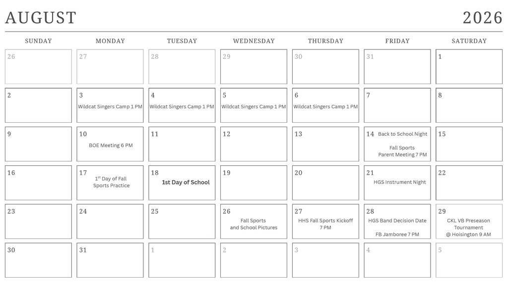 August 2026 Calendar