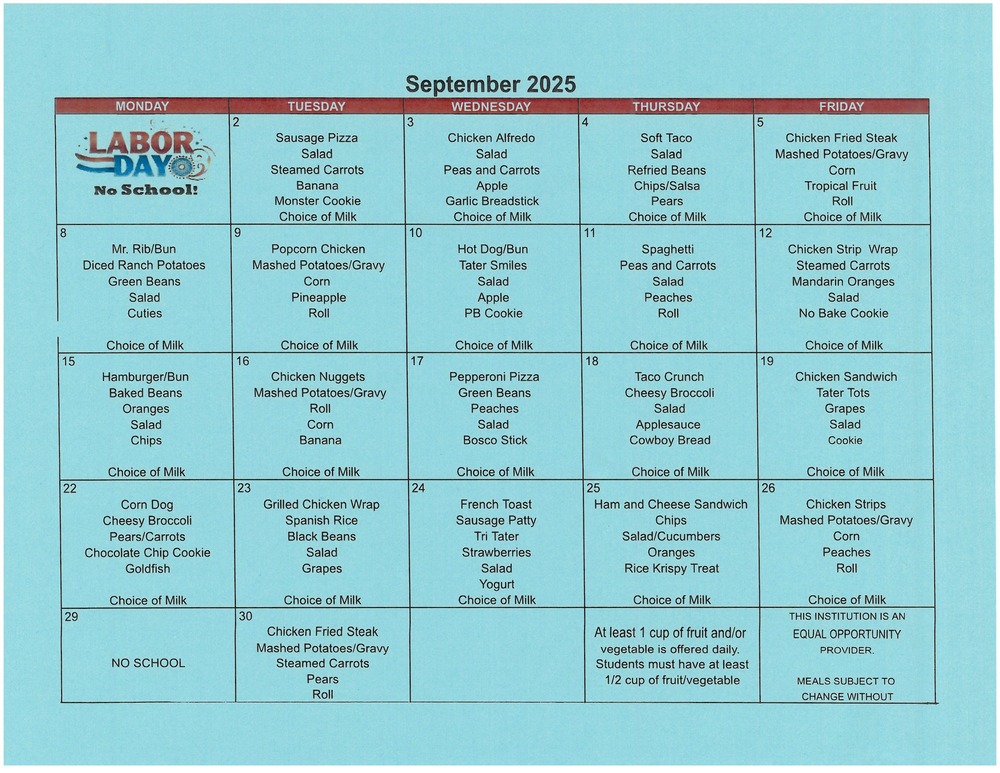 Sep Lunch Menu