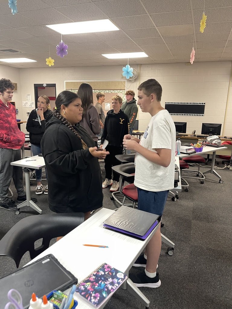 Students sharing information.