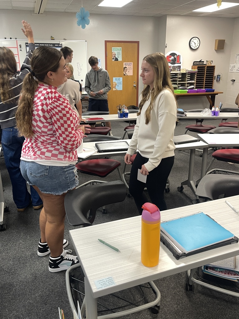 Students sharing information.