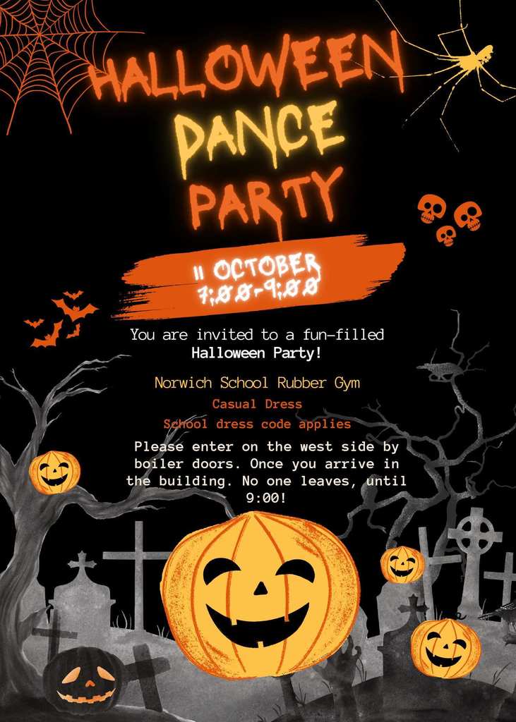 Black and Orange Illustrative Halloween Invitation (2)