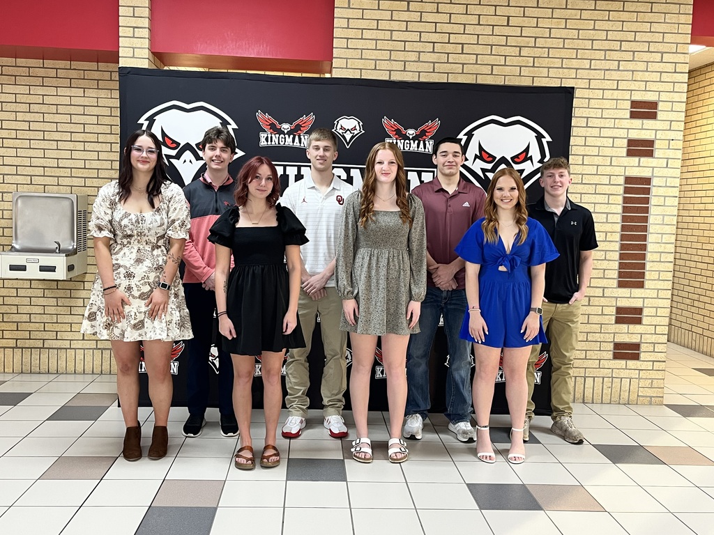 Kingman High 2026 Winter Homecoming Court: (L-R) Leighton Reid, Nicholas Rohlman, Naomi Loop, Gabe Andersen, Shay Watkins, Jon Silba Jr., Ellie Shilling, and Trey Bough.  