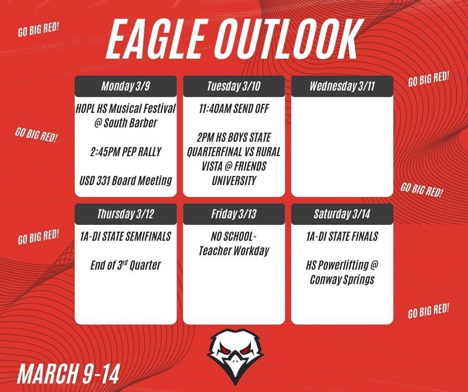 MARCH 9-13 WEEKLY ANNOUNCEMENTS