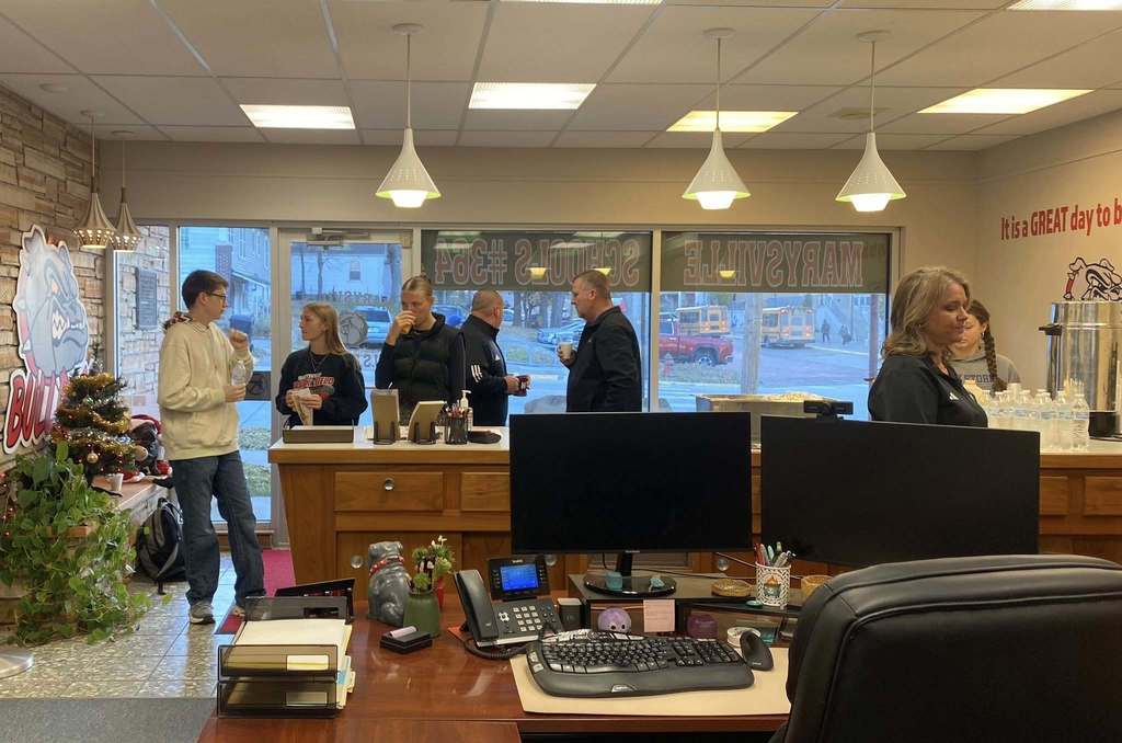 Students and mentors talking together