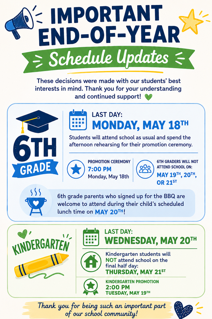 Important End Of Year Schedule Updates