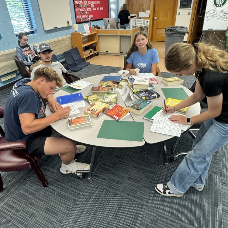 Juniors at the Historical Fiction "tasting” table!