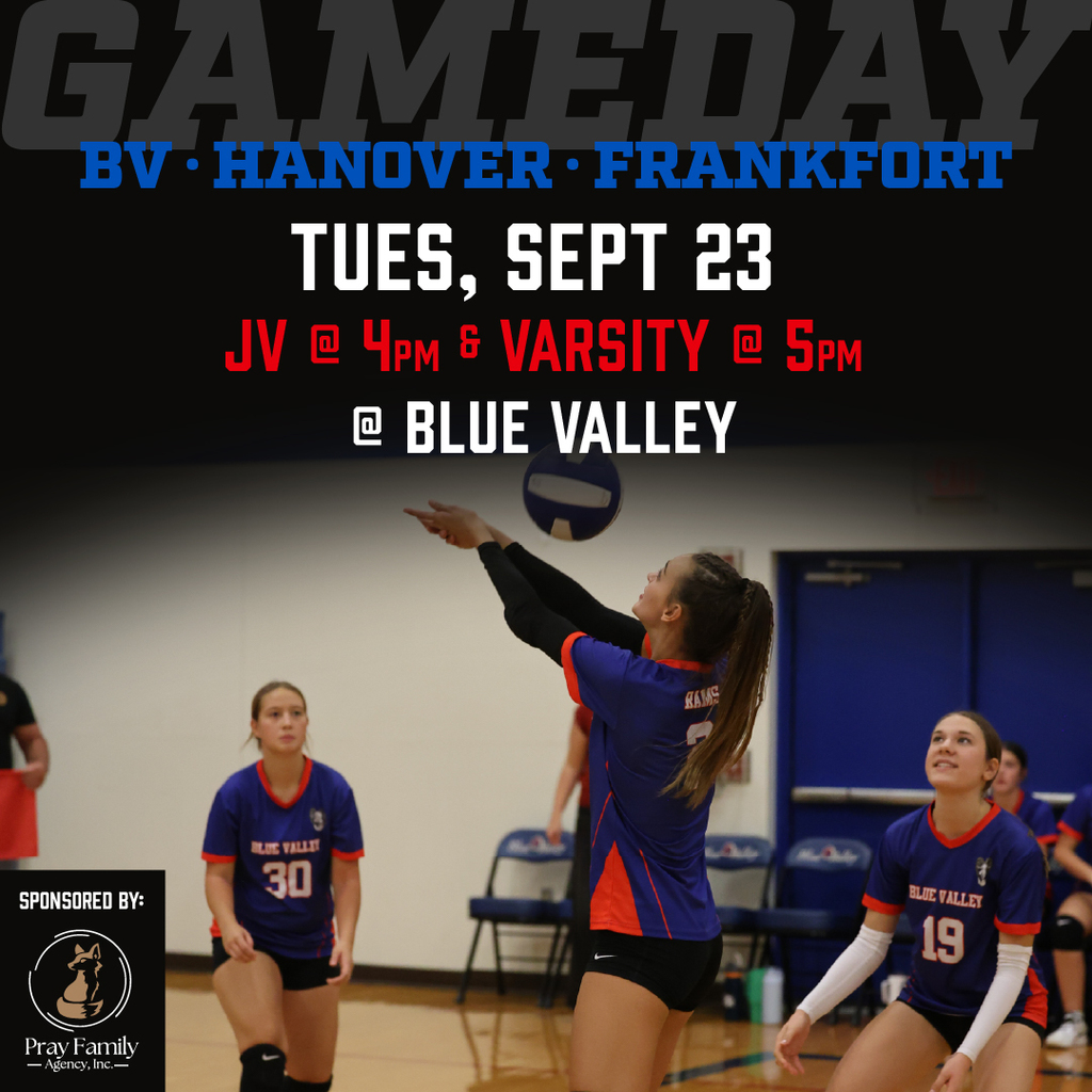 Volleyball graphic: Tuesday, September 23 at Blue Valley