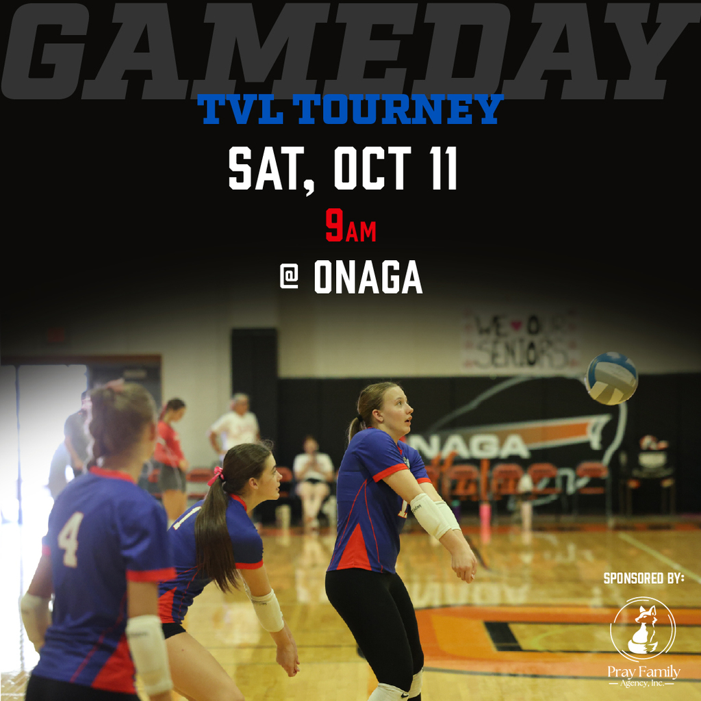 Volleyball graphic: TVL Tournament, Saturday, October 11, 9am at Onaga