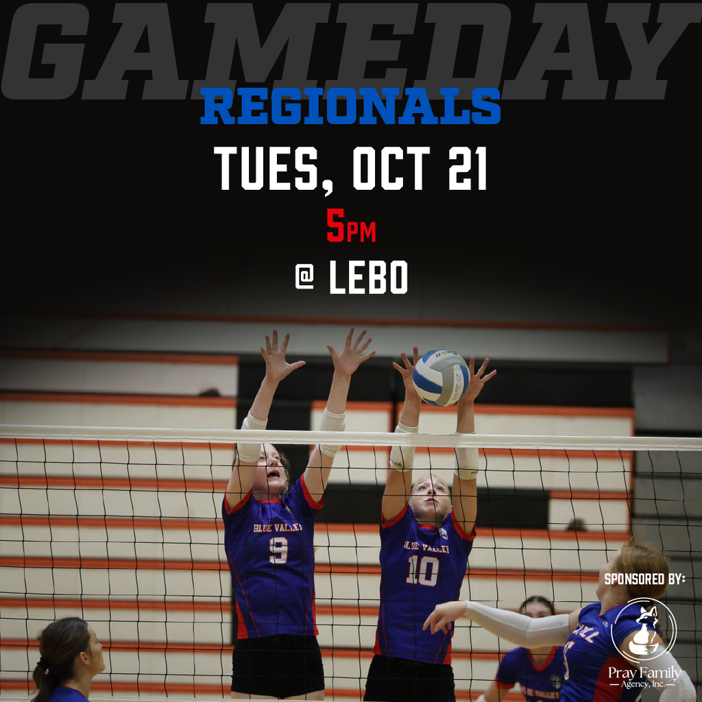 Volleyball graphic: Regionals at Lebo, Tuesday, October 21 at 5pm