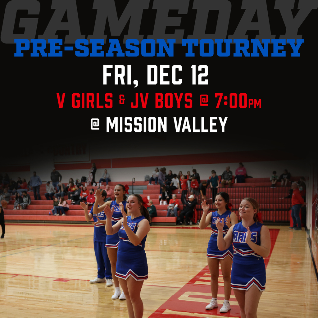 Basketball graphic: Pre-Season Tournament, Friday, December 12, 7pm at Mission Valley